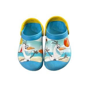 Kids Crocs Frozen Olaf Beach‎ Clogs Blue Yellow Size J1